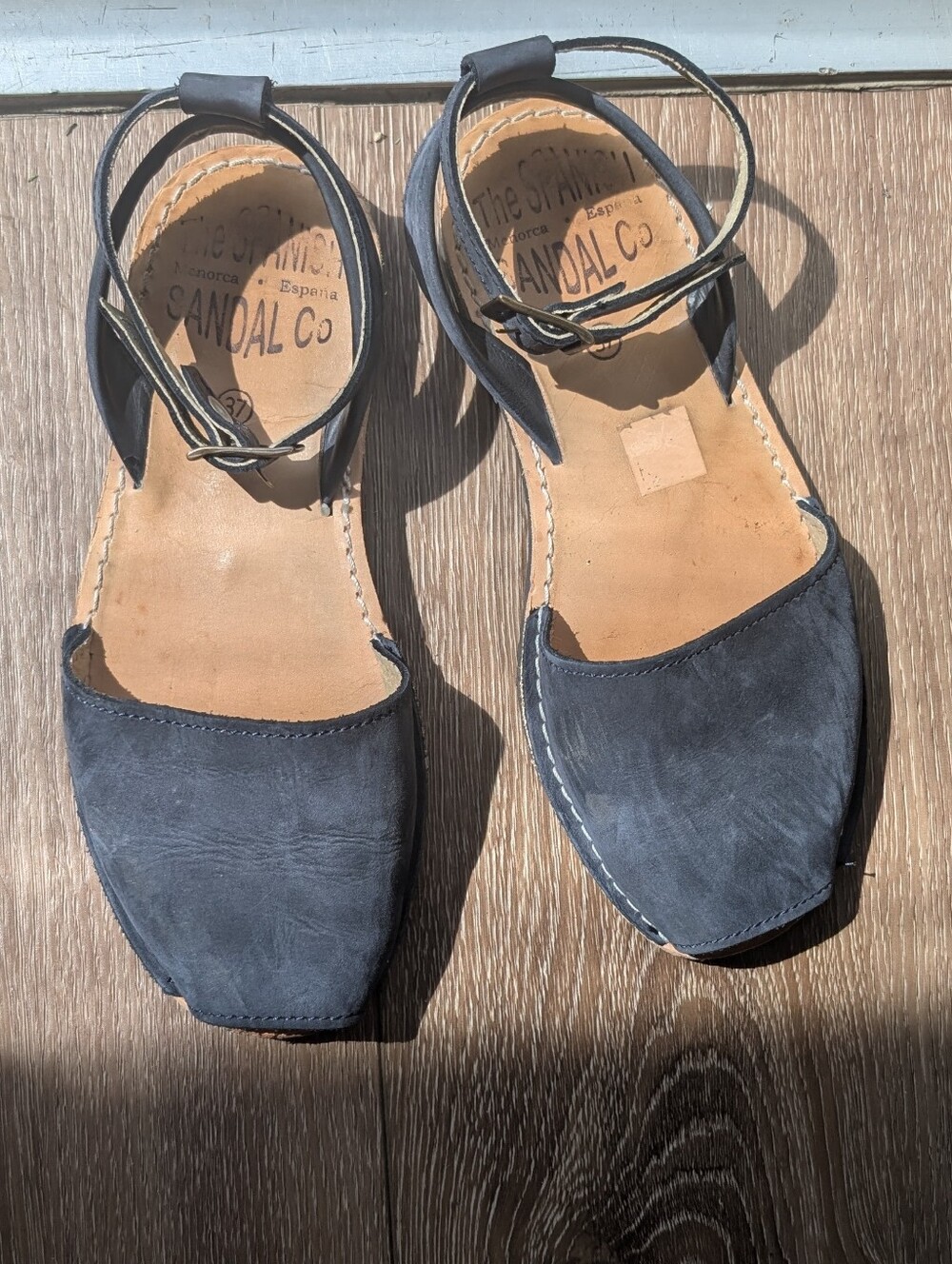 Spanish Sandal Co Blue Leather Ankle-Strap Sandals Size 37